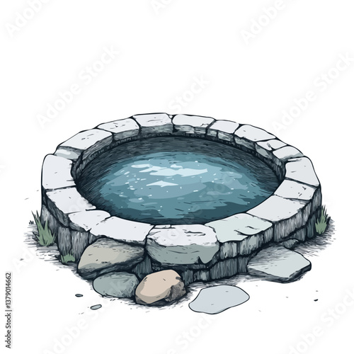 Hot spring minimalist flat illustration, featuring a clean design isolated on a white background.

