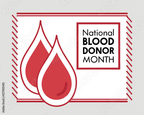 National Blood Donor Month in January: Two Red Blood Drops and Text