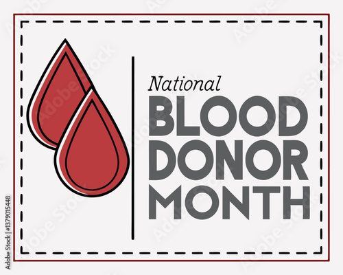 National Blood Donor Month in January: Two Red Blood Drops and Text