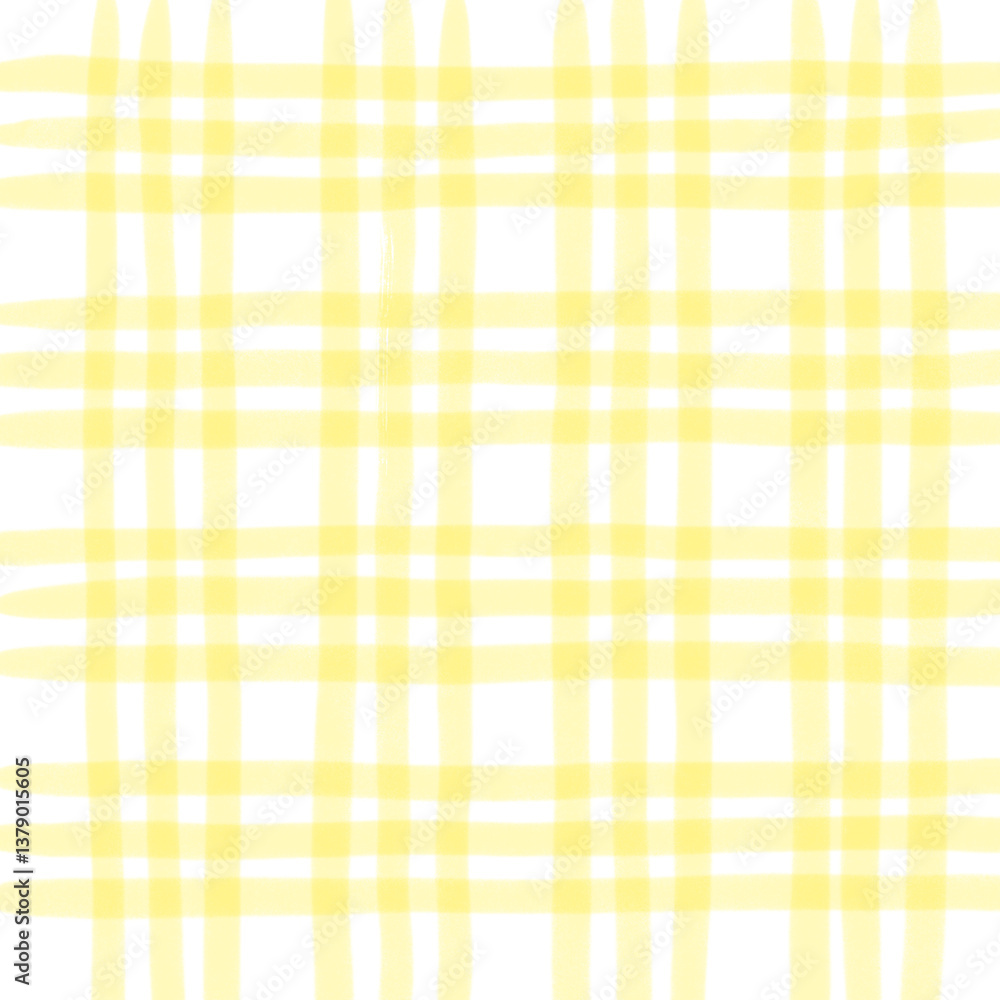 Yellow Plaid Gingham Hand Drawn Background Pattern Overlay Yellow Plaid Gingham Hand Drawn Background Pattern Overlay