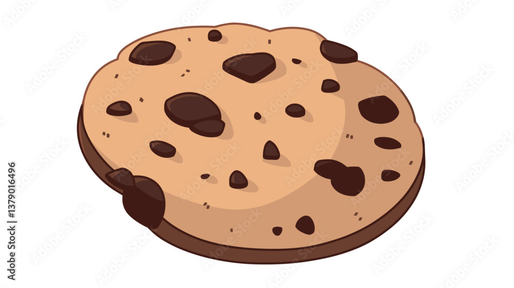 Chocolate chip cookie with chunks on white background Chocolate chip cookie with chunks on white background