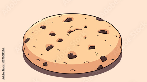 Chocolate chip cookie illustration with warm tones and chunky textures