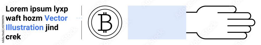 Bitcoin logo near an open hand gesture suggesting transaction, trade, or cryptocurrency economy. Ideal for fintech, blockchain, investment, payment, e-commerce, exchange platform simple landing page Bitcoin logo near an open hand gesture suggesting transaction, trade, or cryptocurrency economy. Ideal for fintech, blockchain, investment, payment, e-commerce, exchange platform simple landing page