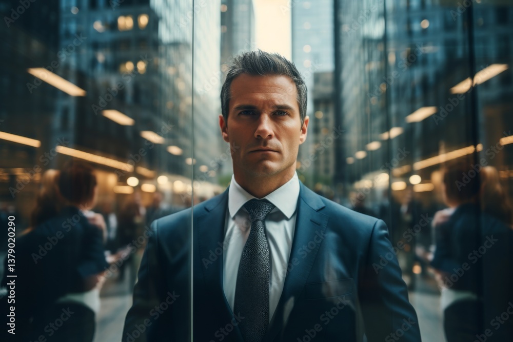 Portrait of Businessman looking out of a window Portrait of Businessman looking out of a window