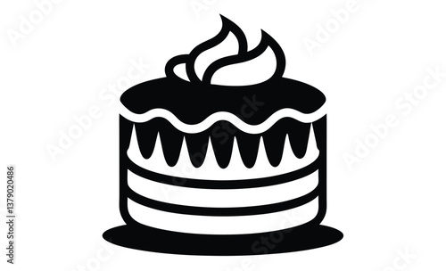 Cake isolated on white silhouette