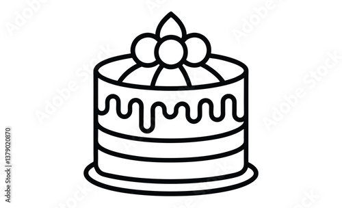 Cake isolated on white silhouette