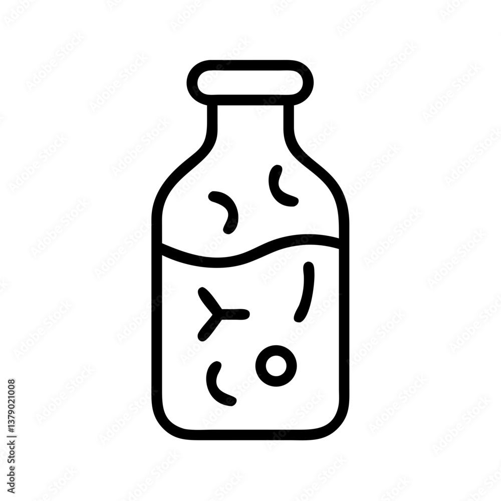 Obraz premium Fermentation process in a glass bottle with microorganisms 