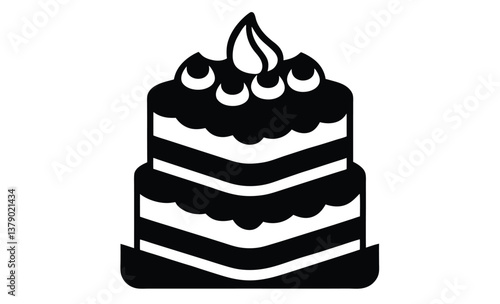 Cake isolated on white silhouette