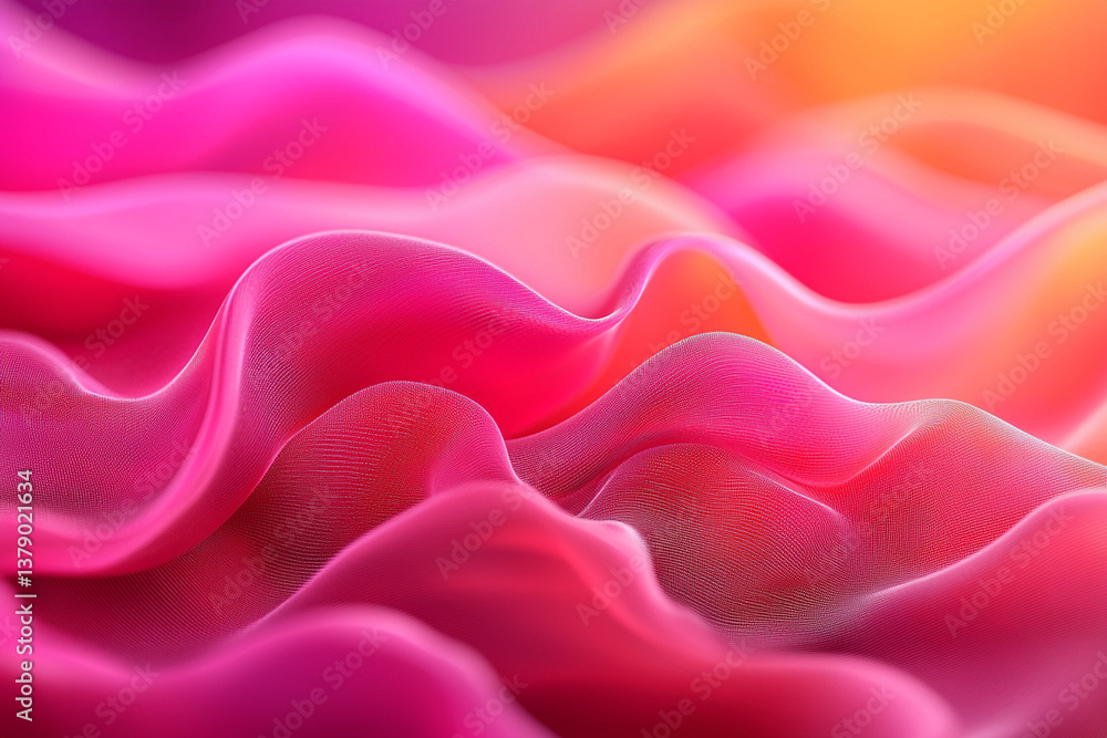 Obraz premium Soft, flowing fabric in vibrant shades of red and pink creates dreamy, abstract background. gentle waves evoke sense of calm and elegance, perfect for various design projects