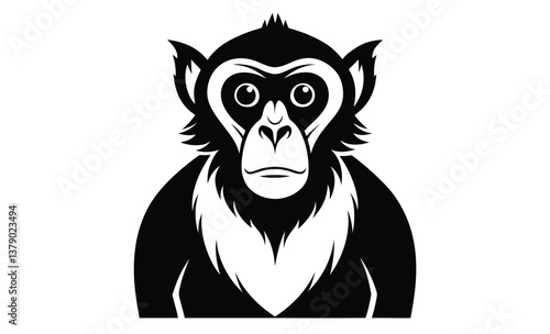 Gibbon on white design silhouette, gibbon on white background