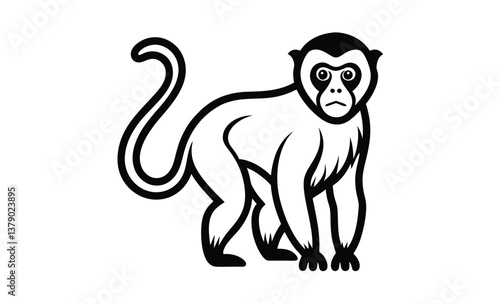Gibbon on white design silhouette, gibbon on white background
