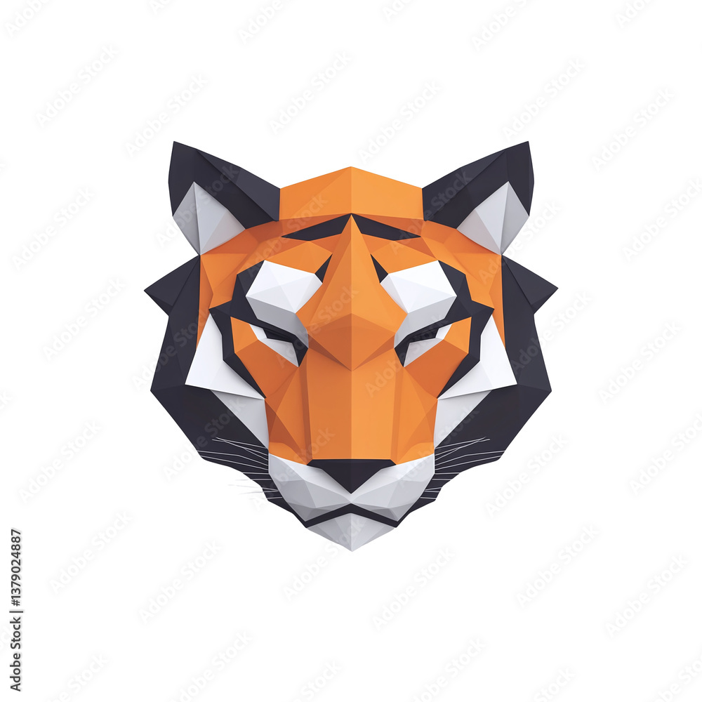 Fototapeta premium Low-poly tiger design isolated transparent background geometric art