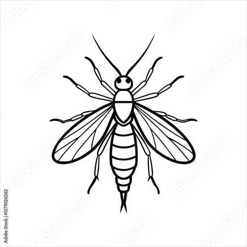 Fly Fishing Mayfly Icon Realistic Insect Vector Art