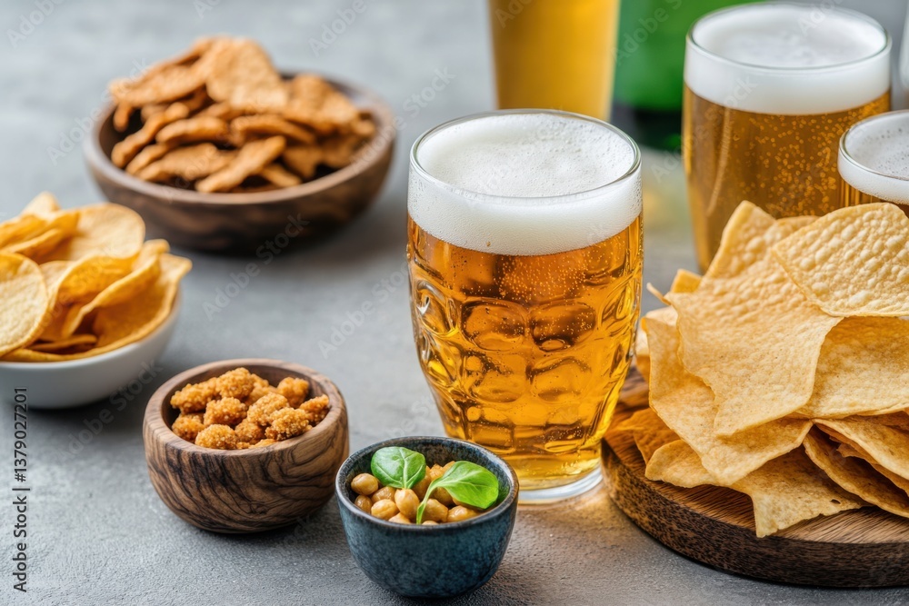 Gathering around refreshing drinks with snacks at a vibrant social setting during a sunny afternoon Gathering around refreshing drinks with snacks at a vibrant social setting during a sunny afternoon