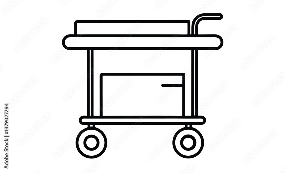 Trolley bar cart icon silhouette, trolley bar cart color icon vector. trolley bar cart sign. isolated symbol illustration Trolley bar cart icon silhouette, trolley bar cart color icon vector. trolley bar cart sign. isolated symbol illustration
