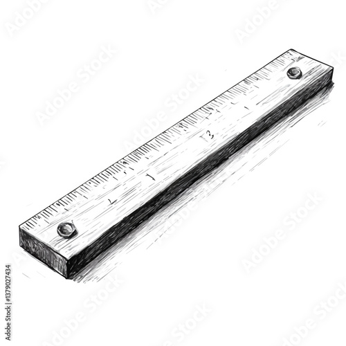 Ruler minimalist flat illustration, featuring a clean design isolated on a white background.


