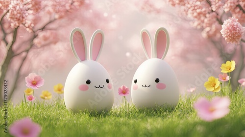 Cute easter bunny eggs. Funny decorative illustration