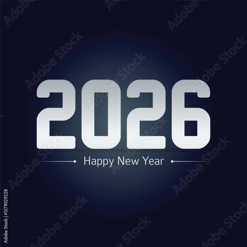 Happy new year 2026 design with colorful truncated number illustrations.