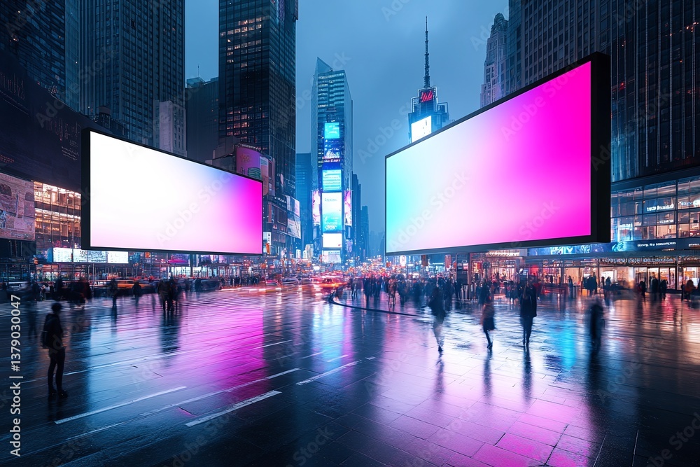Digital advertising showcase times square billboards urban night marketing Digital advertising showcase times square billboards urban night marketing