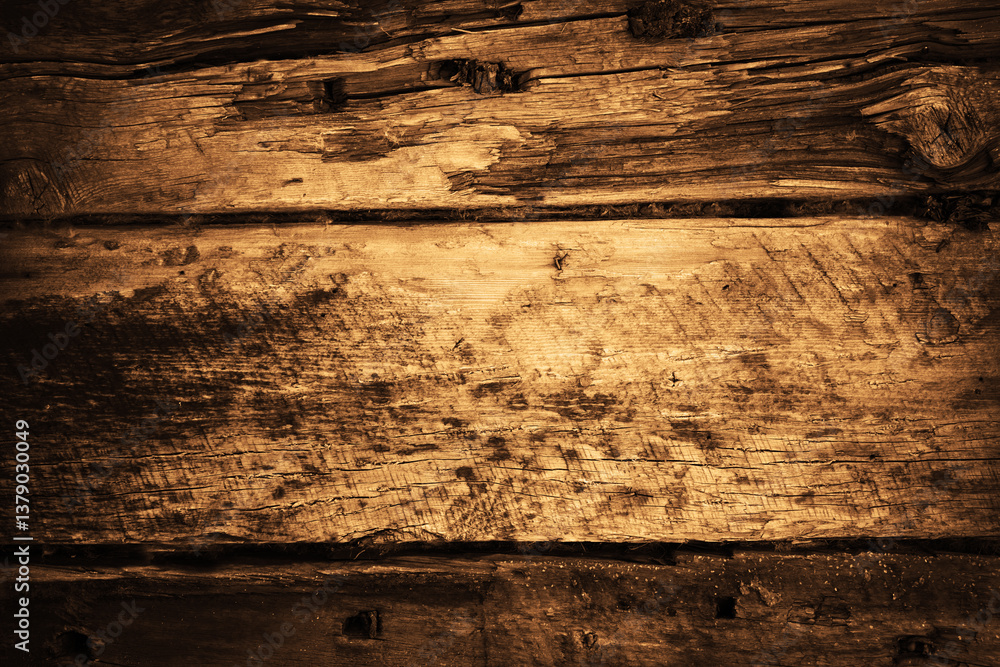 Black dark light brown old wooden wall. Close-up. Dark rough damaged dirty surface. Grunge background for design.