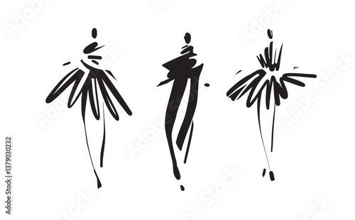 Vector illustration, Fashion woman, Fashion illustration hand drawn, for logo web 
