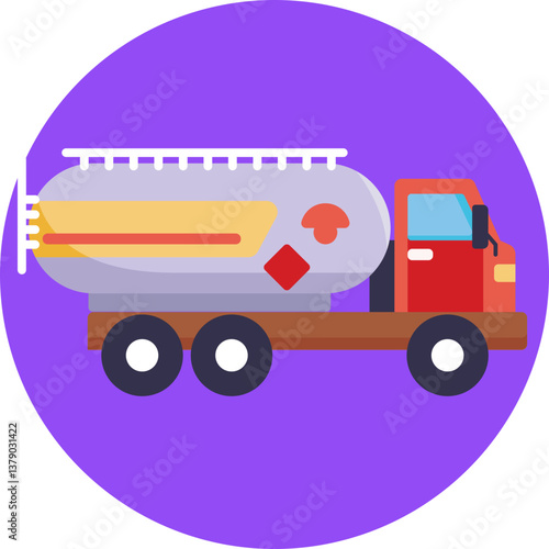 A gas truck icon representing a vehicle designed for transporting fuel to gas stations.