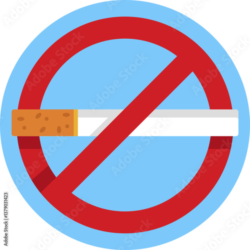 A red circle with a diagonal line over a cigarette, signaling a smoke-free zone near fuel stations.