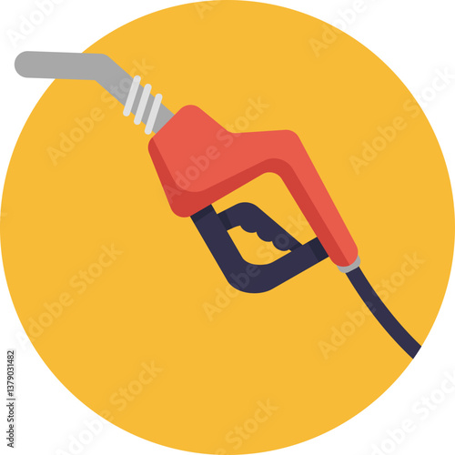 A hose with a nozzle for transferring fuel from a pump to a vehicle's gas tank.
