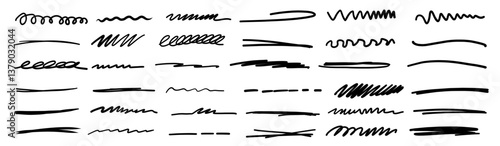 Wallpaper Mural Black grunge graffiti strokes, shapes, lines isolated on white background. Simple charcoal chalk crayon calligraphy effects ideal for business, school presentation designs,  Torontodigital.ca