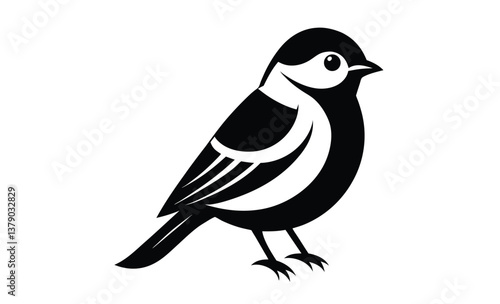 Black and white chickadee silhouette