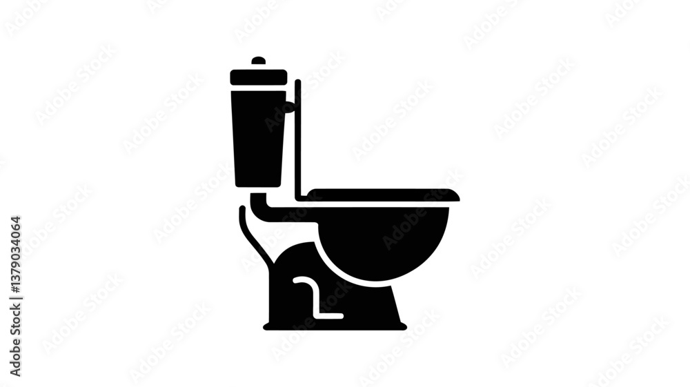 Toilet Icon: A black icon of a classic toilet, designed with clean lines, simple shapes, showcasing a common bathroom fixture, a symbol of utility and modern convenience. Toilet Icon: A black icon of a classic toilet, designed with clean lines, simple shapes, showcasing a common bathroom fixture, a symbol of utility and modern convenience.