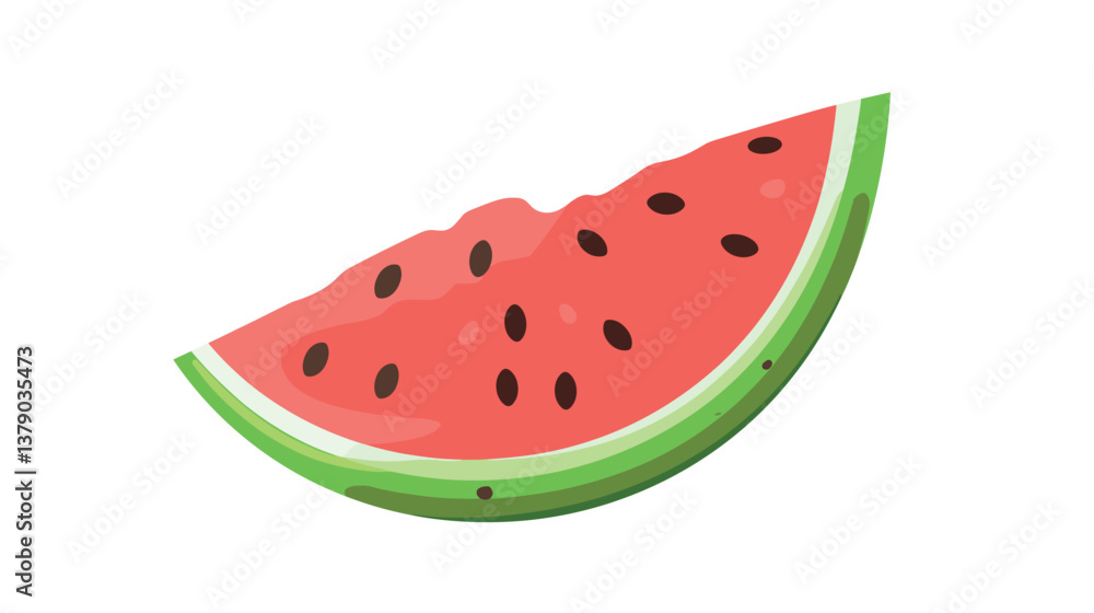 Fresh watermelon slice with seeds on white background Fresh watermelon slice with seeds on white background