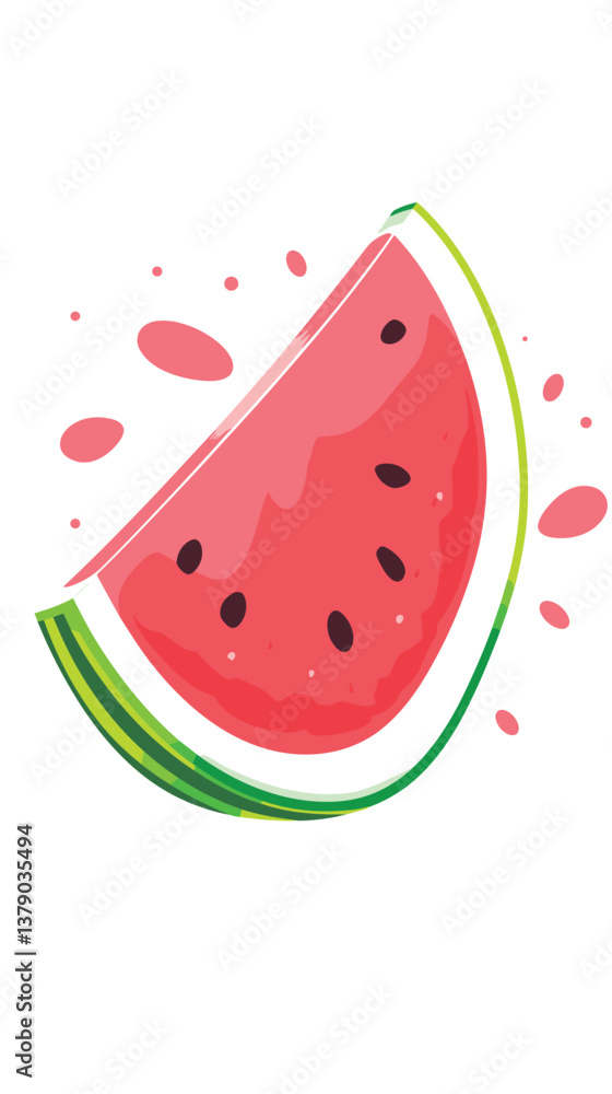 Colorful watermelon slice with juicy seeds and green rind on white background Colorful watermelon slice with juicy seeds and green rind on white background
