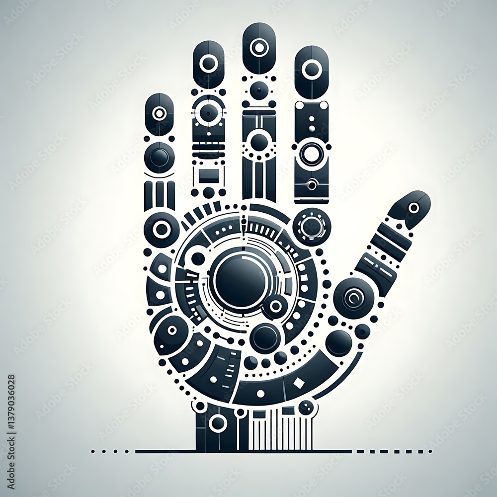 Monochrome Robotic Hand Icon Monochrome Robotic Hand Icon