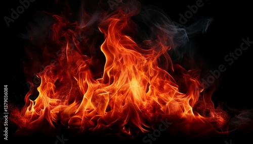 the red fire on a black background