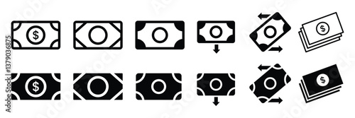 Set of Cash icon collection. containing cash, saving, wallet, transfer, withdraw icons.
