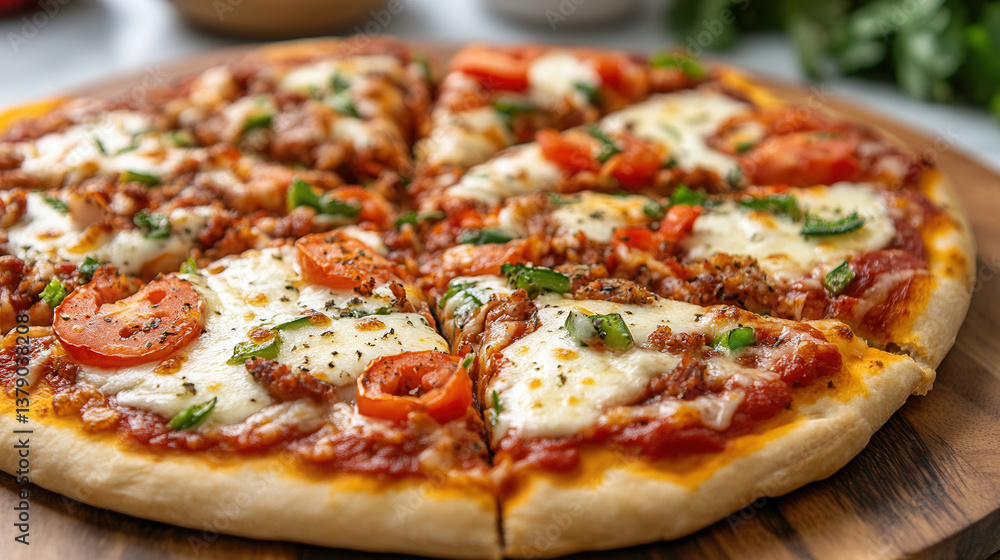 Homemade heart-shaped pizza with fresh vegetables and mozzarella for a romantic meal Homemade heart-shaped pizza with fresh vegetables and mozzarella for a romantic meal
