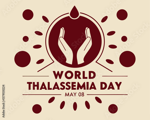 World Thalassemia Day on May 8th: Hands Holding Blood Drop in Circular Frame