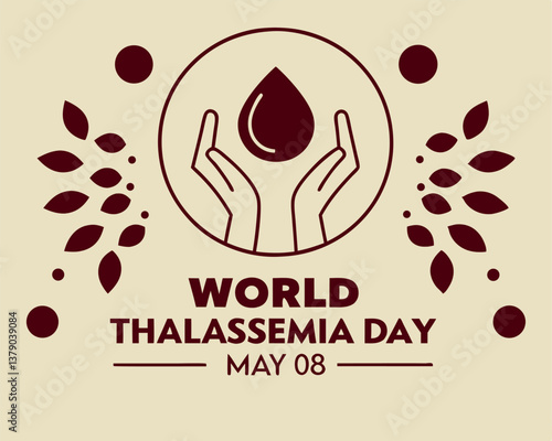 World Thalassemia Day on May 8th: Hands Holding Blood Drop in Circular Frame