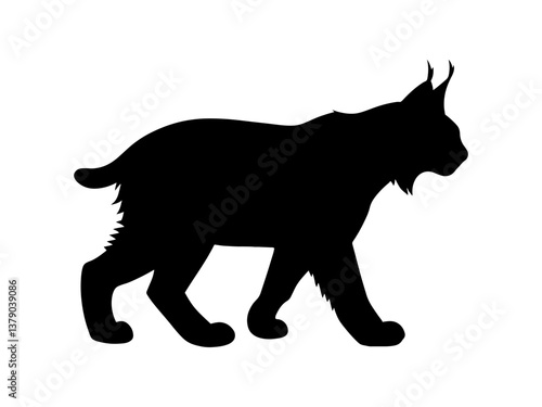 Wild lynx silhouette vector flat illustration design.