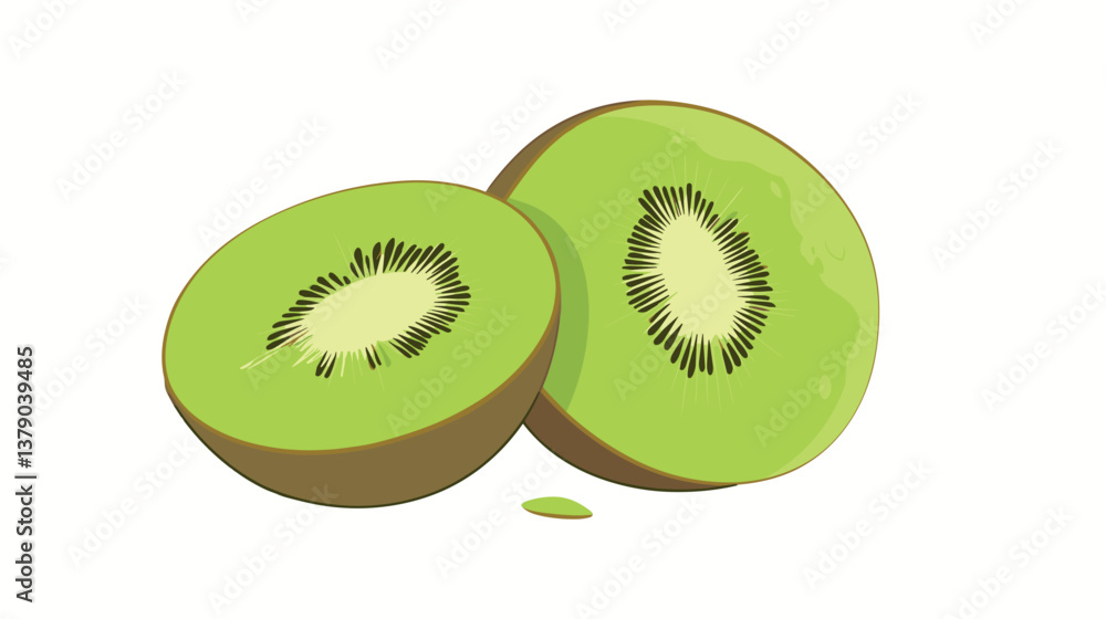 Obraz premium Fresh kiwi fruit slices isolated on white background