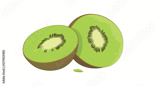 Fresh kiwi fruit slices isolated on white background