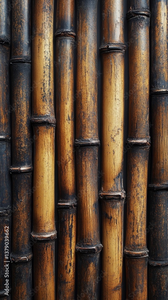 Bamboo Stalks Create a Textured Wall in Natural Hues With Varying Tones and Grains Bamboo Stalks Create a Textured Wall in Natural Hues With Varying Tones and Grains