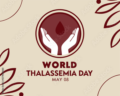 World Thalassemia Day on May 8th: Hands Holding Blood Drop in Circular Frame