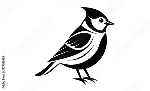 Tufted titmouse bird silhouette