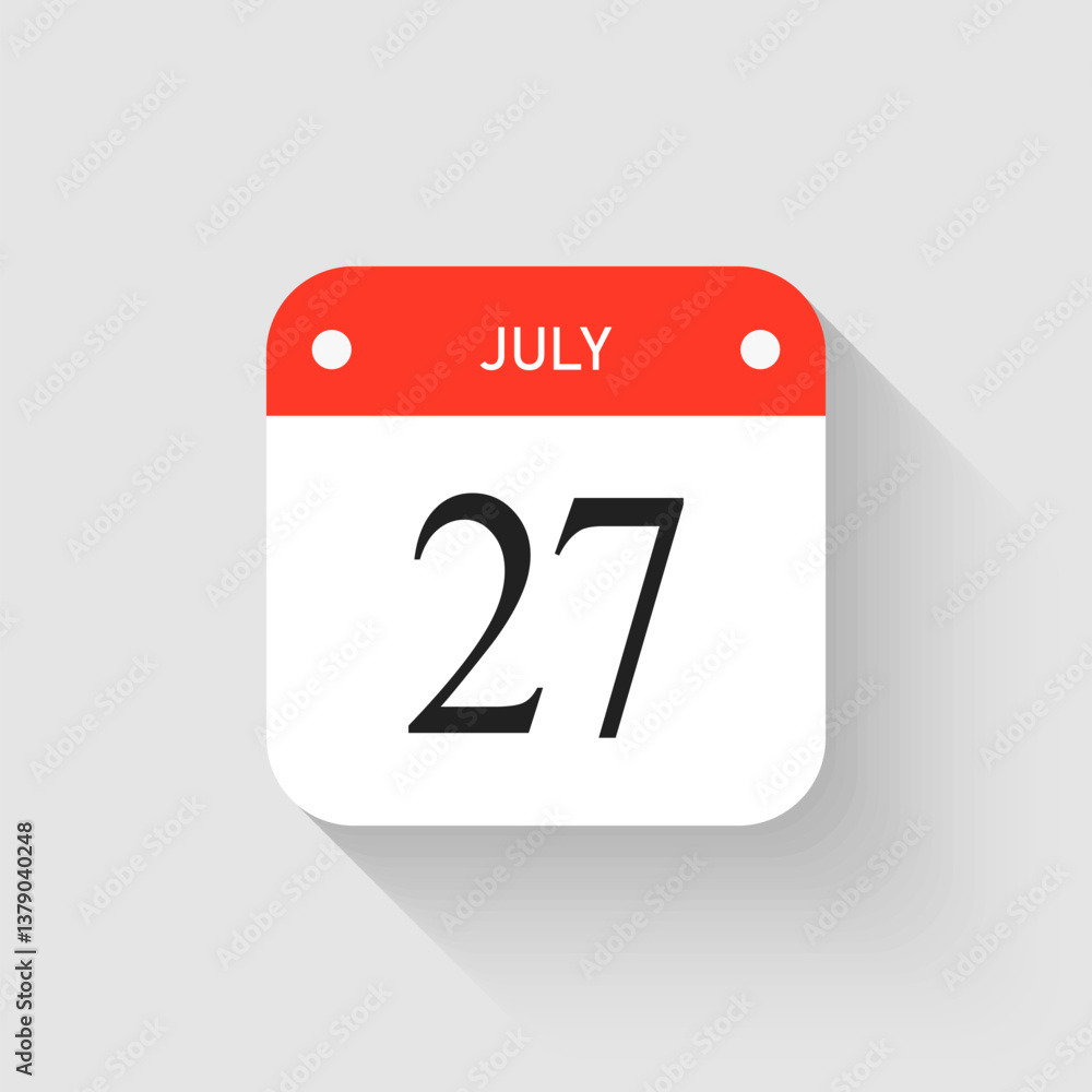 Fototapeta premium Vector icon page day calendar - 27 July month