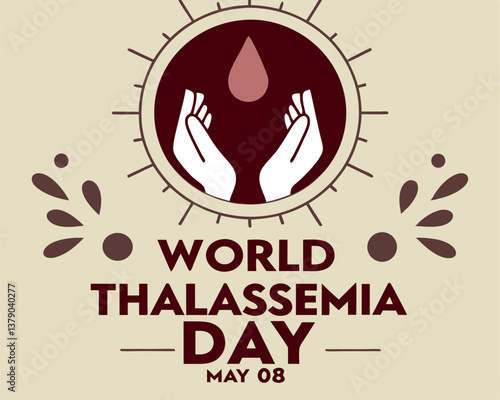 World Thalassemia Day on May 8th: Hands Holding Blood Drop in Circular Frame
