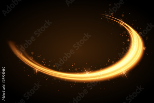 Abstract neon background. Glow effect. Blue gold green round transparent light effect. Vector illustration.