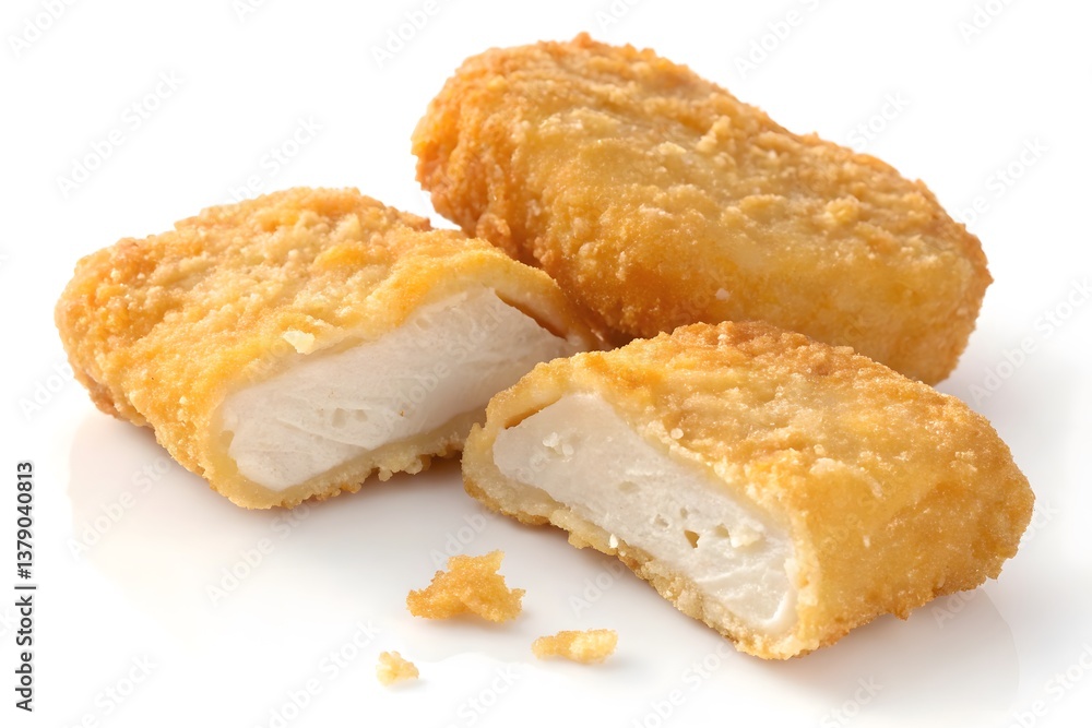 Fried Chicken Nuggets Isolated On White Background Fried Chicken Nuggets Isolated On White Background