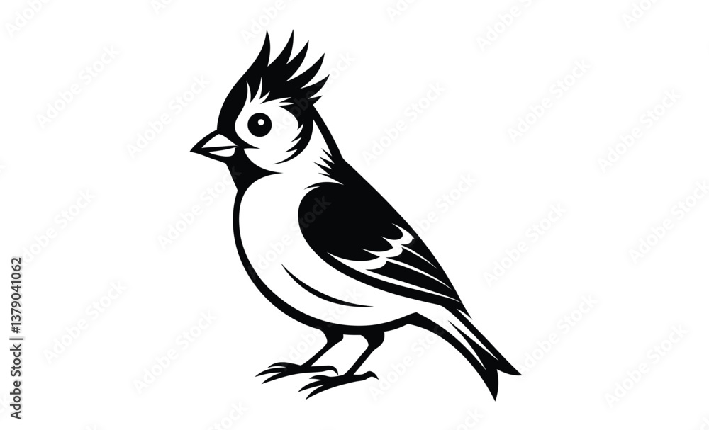 Tufted titmouse bird silhouette Tufted titmouse bird silhouette